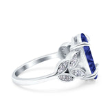 Art Deco Oval Wedding Engagement Ring Round Simulated Cubic Zirconia 925 Sterling Silver