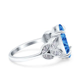 Art Deco Oval Wedding Engagement Ring Round Simulated Cubic Zirconia 925 Sterling Silver