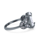 Art Deco Oval Wedding Engagement Ring Round Simulated Cubic Zirconia 925 Sterling Silver