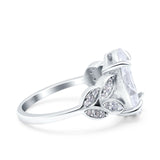 Art Deco Oval Wedding Engagement Ring Round Simulated Cubic Zirconia 925 Sterling Silver