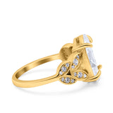 Art Deco Oval Wedding Engagement Ring Round Simulated Cubic Zirconia 925 Sterling Silver