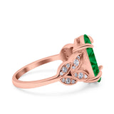 Art Deco Oval Wedding Engagement Ring Round Simulated Cubic Zirconia 925 Sterling Silver