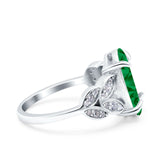 Art Deco Oval Wedding Engagement Ring Round Simulated Cubic Zirconia 925 Sterling Silver