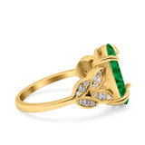 Art Deco Oval Wedding Engagement Ring Round Simulated Cubic Zirconia 925 Sterling Silver