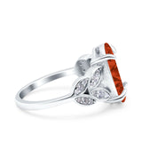 Art Deco Oval Wedding Engagement Ring Round Simulated Cubic Zirconia 925 Sterling Silver