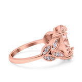 Art Deco Oval Wedding Engagement Ring Round Simulated Cubic Zirconia 925 Sterling Silver