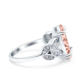 Art Deco Oval Wedding Engagement Ring Round Simulated Cubic Zirconia 925 Sterling Silver