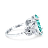 Art Deco Oval Wedding Engagement Ring Round Simulated Cubic Zirconia 925 Sterling Silver