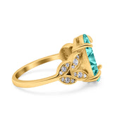 Art Deco Oval Wedding Engagement Ring Round Simulated Cubic Zirconia 925 Sterling Silver