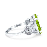 Art Deco Oval Wedding Engagement Ring Round Simulated Cubic Zirconia 925 Sterling Silver