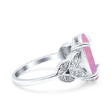 Art Deco Oval Wedding Engagement Ring Round Simulated Cubic Zirconia 925 Sterling Silver