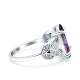 Art Deco Oval Wedding Engagement Ring Round Simulated Cubic Zirconia 925 Sterling Silver