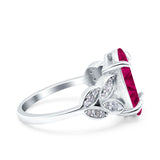 Art Deco Oval Wedding Engagement Ring Round Simulated Cubic Zirconia 925 Sterling Silver