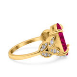 Art Deco Oval Wedding Engagement Ring Round Simulated Cubic Zirconia 925 Sterling Silver