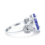 Art Deco Oval Wedding Engagement Ring Round Simulated Cubic Zirconia 925 Sterling Silver