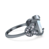 Art Deco Oval Wedding Engagement Ring Round Simulated Cubic Zirconia 925 Sterling Silver