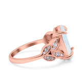 Art Deco Oval Wedding Engagement Ring Round Simulated Cubic Zirconia 925 Sterling Silver