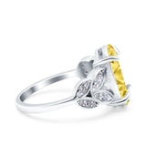 Art Deco Oval Wedding Engagement Ring Round Simulated Cubic Zirconia 925 Sterling Silver