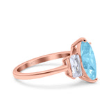 Marquise Art Deco Emerald Cut Wedding Bridal Ring Simulated Cubic Zirconia 925 Sterling Silver