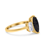 Marquise Art Deco Emerald Cut Wedding Bridal Ring Simulated Cubic Zirconia 925 Sterling Silver