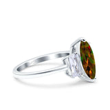 Marquise Art Deco Emerald Cut Wedding Bridal Ring Simulated Cubic Zirconia 925 Sterling Silver