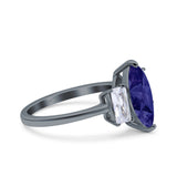 Marquise Art Deco Emerald Cut Wedding Bridal Ring Simulated Cubic Zirconia 925 Sterling Silver