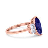 Marquise Art Deco Emerald Cut Wedding Bridal Ring Simulated Cubic Zirconia 925 Sterling Silver