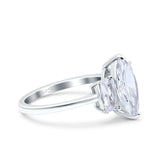 Marquise Art Deco Emerald Cut Wedding Bridal Ring Simulated Cubic Zirconia 925 Sterling Silver