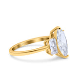 Marquise Art Deco Emerald Cut Wedding Bridal Ring Simulated Cubic Zirconia 925 Sterling Silver
