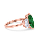 Marquise Art Deco Emerald Cut Wedding Bridal Ring Simulated Cubic Zirconia 925 Sterling Silver
