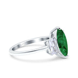 Marquise Art Deco Emerald Cut Wedding Bridal Ring Simulated Cubic Zirconia 925 Sterling Silver