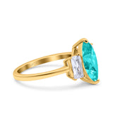 Marquise Art Deco Emerald Cut Wedding Bridal Ring Simulated Cubic Zirconia 925 Sterling Silver