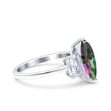 Marquise Art Deco Emerald Cut Wedding Bridal Ring Simulated Cubic Zirconia 925 Sterling Silver