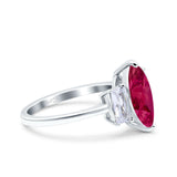 Marquise Art Deco Emerald Cut Wedding Bridal Ring Simulated Cubic Zirconia 925 Sterling Silver