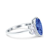 Marquise Art Deco Emerald Cut Wedding Bridal Ring Simulated Cubic Zirconia 925 Sterling Silver