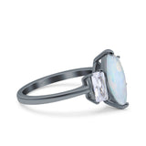Marquise Art Deco Emerald Cut Wedding Bridal Ring Simulated Cubic Zirconia 925 Sterling Silver