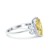 Marquise Art Deco Emerald Cut Wedding Bridal Ring Simulated Cubic Zirconia 925 Sterling Silver