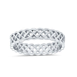 Infinity Band Rhodium Plated Ring Solid 925 Sterling Silver (4mm)