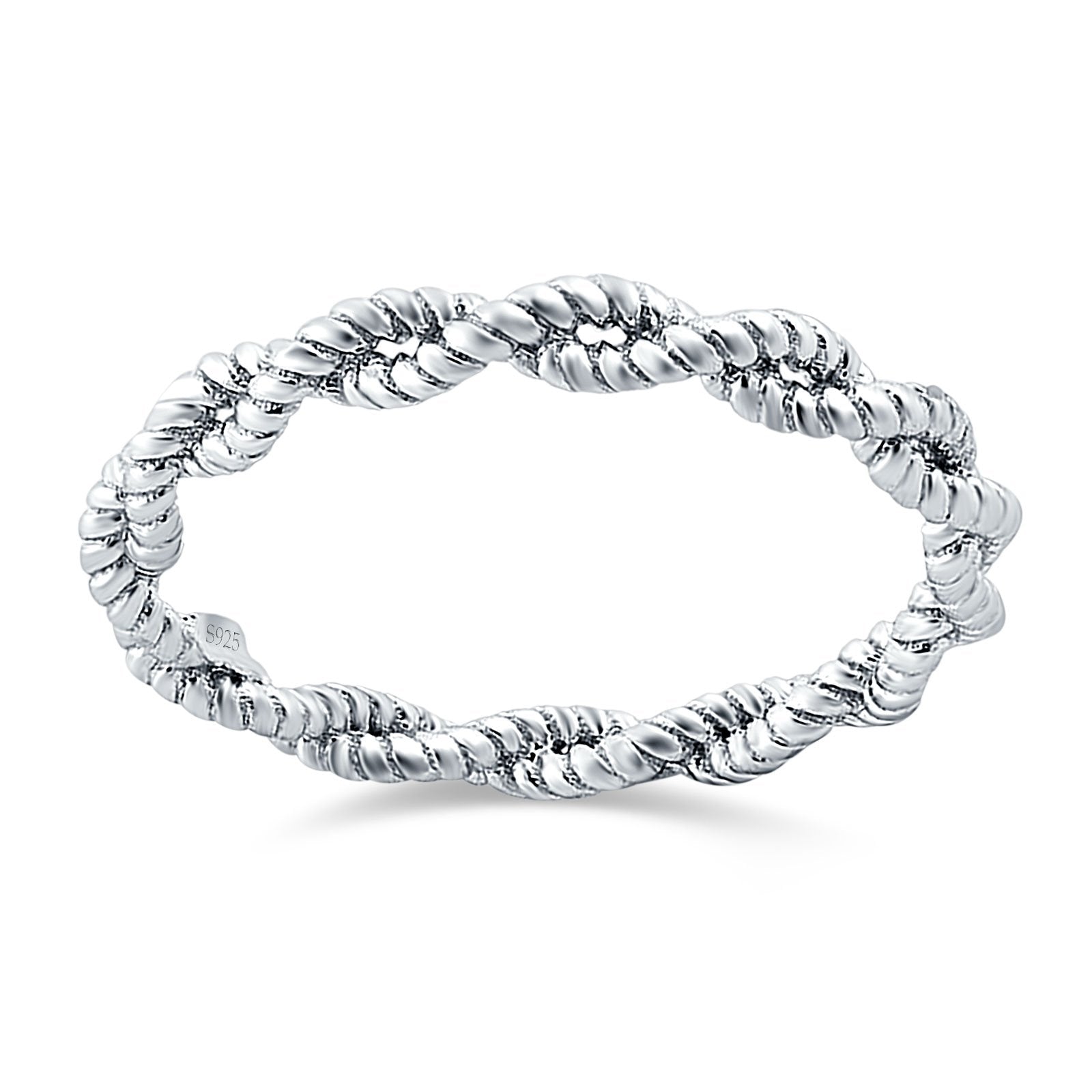 Rope Braided Band Solid 925 Sterling Silver (4mm) Unisex Men Women Wedding Band
