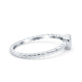 Heart Band Engagement Wedding Ring Round Simulated Cubic Zirconia 925 Sterling Silver