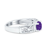 Art Deco Wedding Bridal Engagement Ring Band Round Simulated Cubic Zirconia 925 Sterling Silver