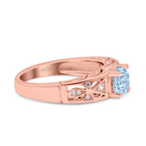 Art Deco Wedding Bridal Engagement Ring Band Round Simulated Cubic Zirconia 925 Sterling Silver