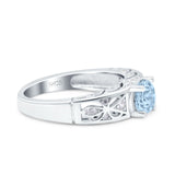 Art Deco Wedding Bridal Engagement Ring Band Round Simulated Cubic Zirconia 925 Sterling Silver