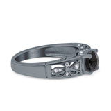 Art Deco Wedding Bridal Engagement Ring Band Round Simulated Cubic Zirconia 925 Sterling Silver