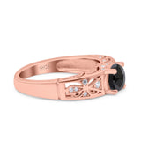 Art Deco Wedding Bridal Engagement Ring Band Round Simulated Cubic Zirconia 925 Sterling Silver