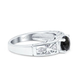 Art Deco Wedding Bridal Engagement Ring Band Round Simulated Cubic Zirconia 925 Sterling Silver