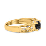Art Deco Wedding Bridal Engagement Ring Band Round Simulated Cubic Zirconia 925 Sterling Silver