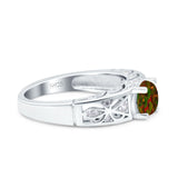 Art Deco Wedding Bridal Engagement Ring Band Round Simulated Cubic Zirconia 925 Sterling Silver