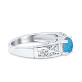 Art Deco Wedding Bridal Engagement Ring Band Round Simulated Cubic Zirconia 925 Sterling Silver