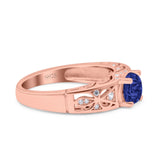 Art Deco Wedding Bridal Engagement Ring Band Round Simulated Cubic Zirconia 925 Sterling Silver